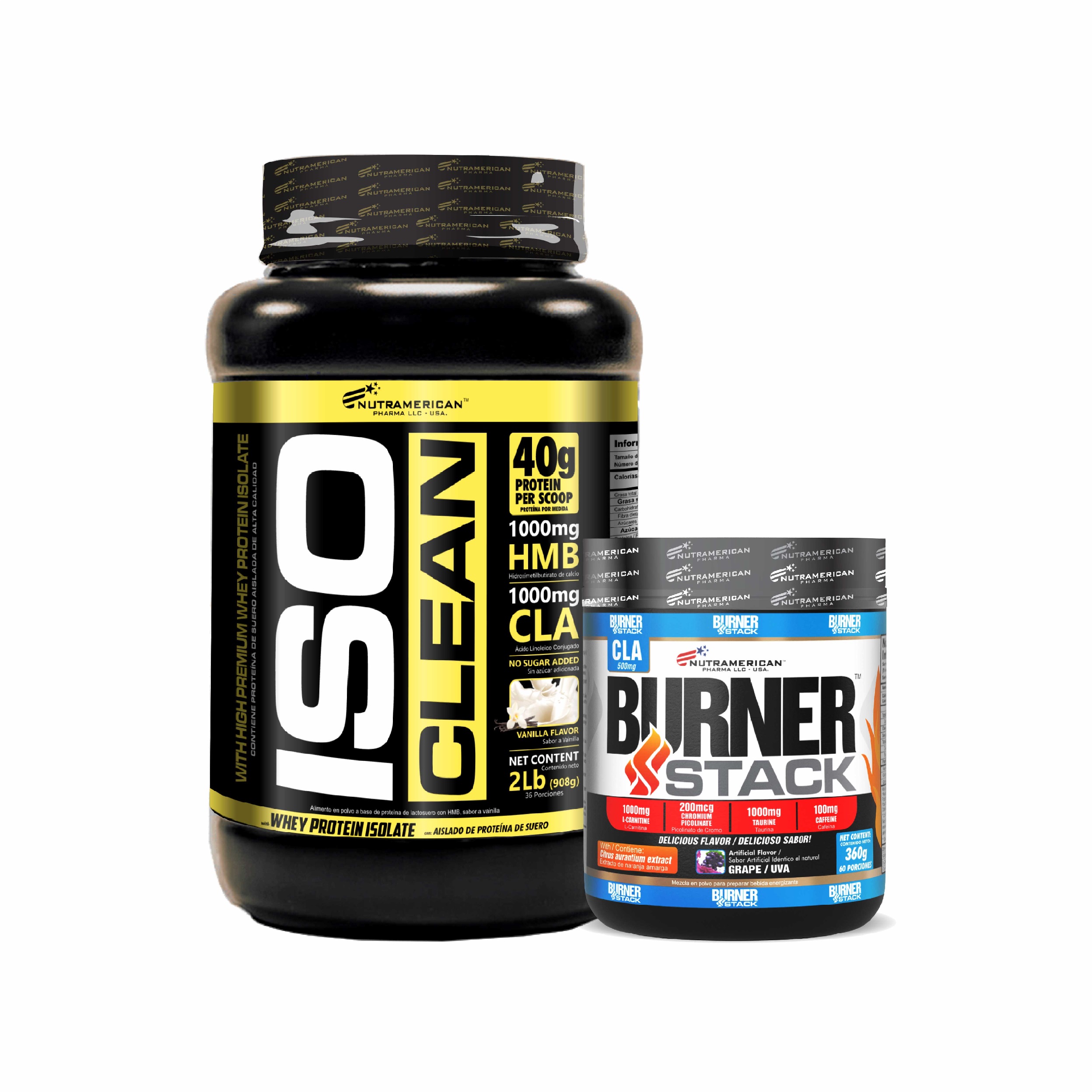 Combo proteina Iso Clean 2 lb + Burner Stack 0.8 lb